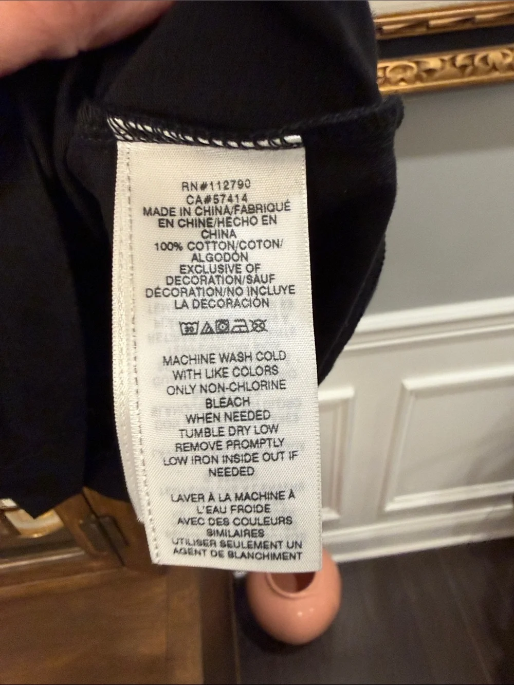 True Religion Men’s Black Tee with Yellow & White Appliqué Logo